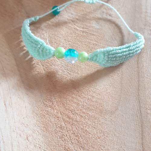 Bracelet macramé ange vert