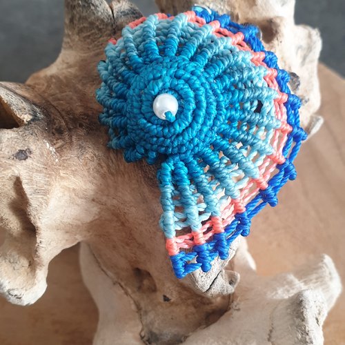 Collier macramé coquillage
