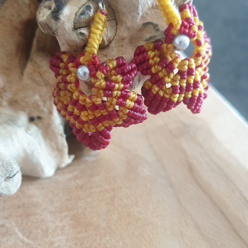 Boucles d'oreilles feuilles rouge & jaune