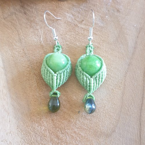 Boucles d'oreilles gouttelettes verte