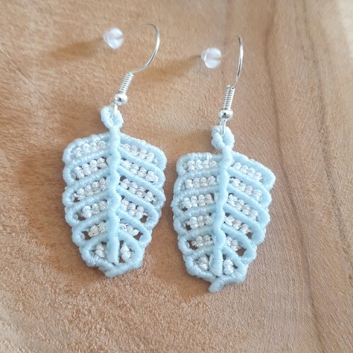 Boucles d'oreilles feuilles bicolores bleu