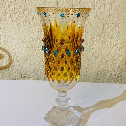 Vase cristal chic moderne, objet chic, peinture sur verre,