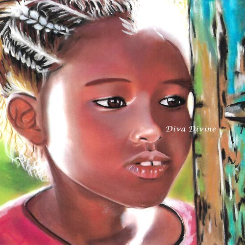 Lena -  tableau portrait enfant fille ethnique africaine, afrique