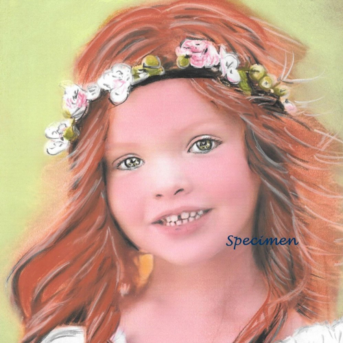 Alice - tableau portrait enfant romantique pastel sec