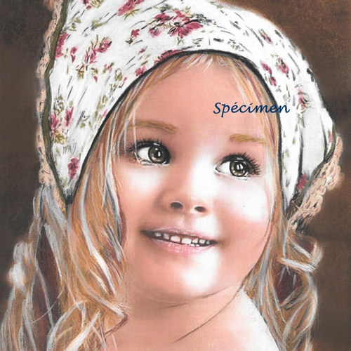 Amandine - tableau portrait enfant romantique pastel sec