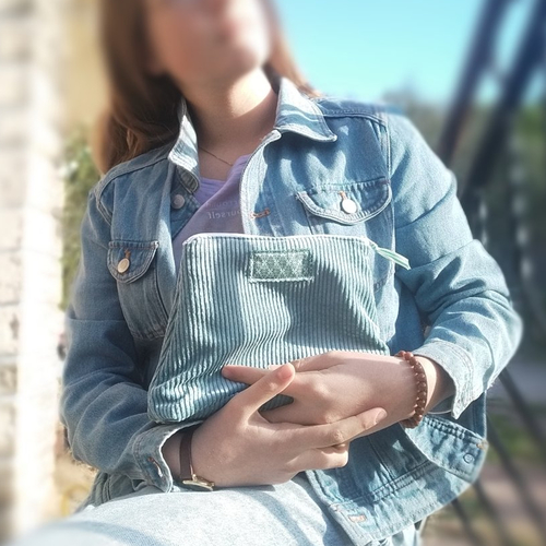Trousse de toilette velours bleu glacier