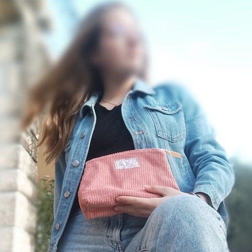Trousse de toilette velours rose