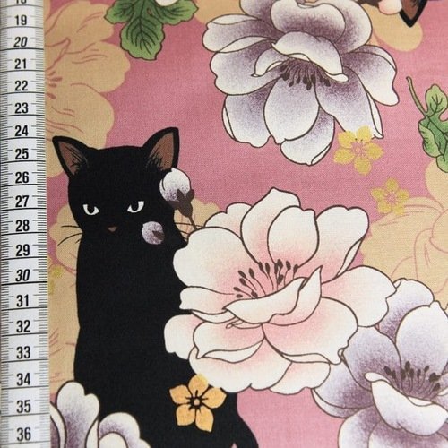 Tissu Japonais Motif Chat Noir Un Grand Marche