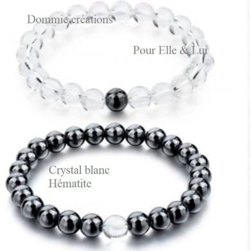Bracelets de distance en hématite et cristal de roche