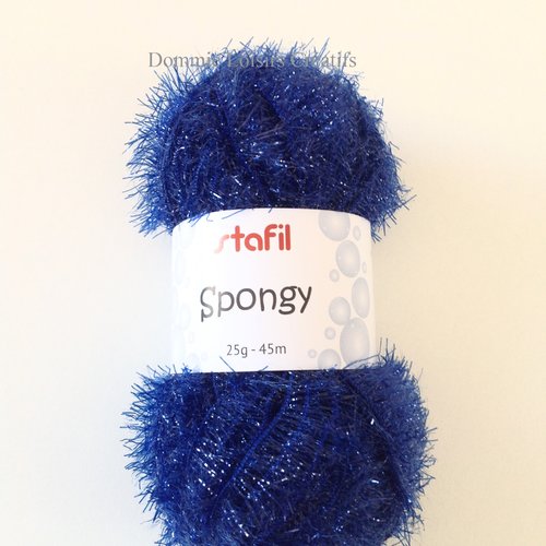 Pelote spongy créative bubble, de stafil , bleu saphir, éponges tawashi,  laine pour éponges