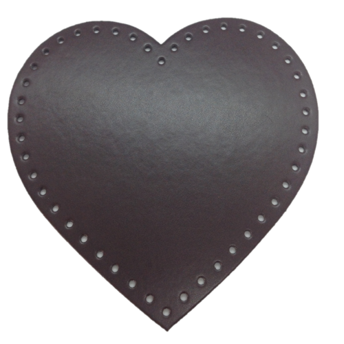 Fond de sac coeur marron chocolat, 20 x 18 cm