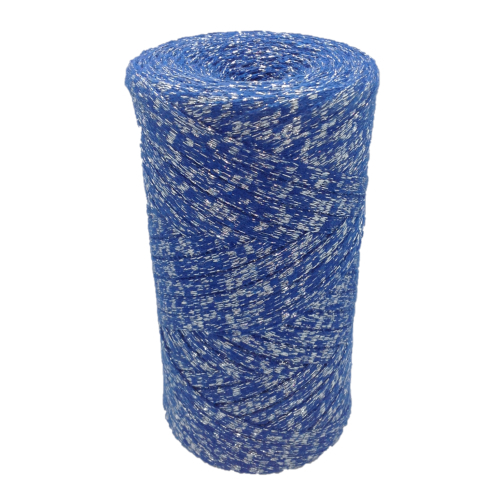 Bobine ribbon coton lurex, bleu roi argent -  réalisation de sacs, pochettes, cabas