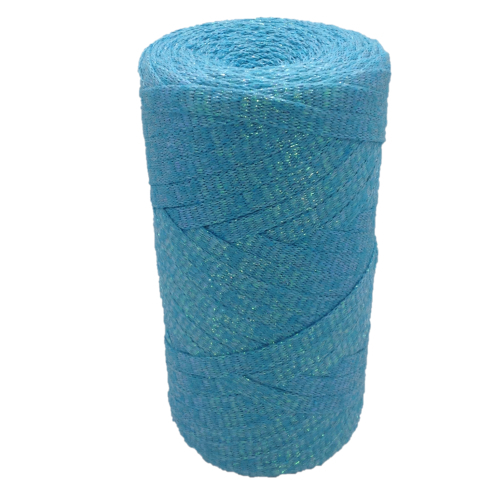 Bobine ribbon coton lurex, turquoise irisé -  réalisation de sacs, pochettes, cabas