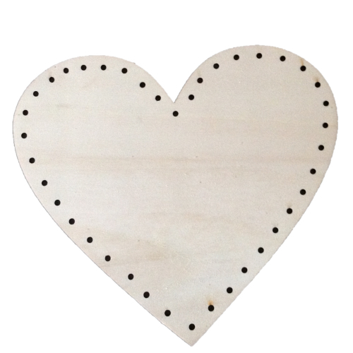 Fond de sac coeur en bois naturel, 20 x 18 cm