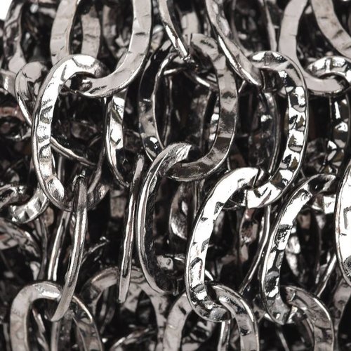 Chaîne maille ovale martelée noir. x 60 cm - chaîne aluminium