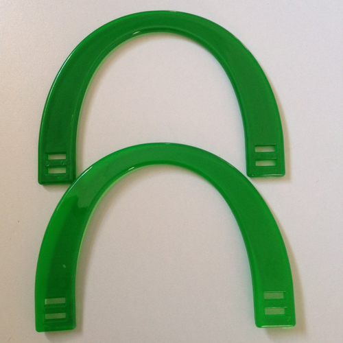 Anses demi cercle pour sac  vert vif, 17x12 cm
