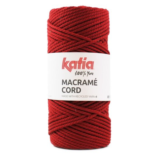 Fil macramé, macrame cord katia  - col 111 rouge - 4 mm