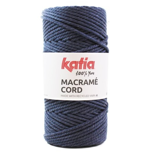 Fil macramé, macrame cord katia  - col 106 bleu jeans foncé - 4 mm