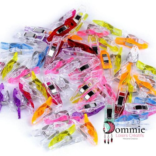 20 pinces clips en plastique couleurs mélangées / pinces pour tissu, pinces pour couturière,