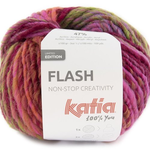 Laine flash, coloris 403 fuchsia violet bordeaux pistache
