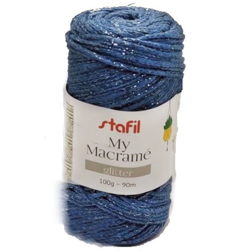 Fil macramé bleu indigo glitter, corde stafil