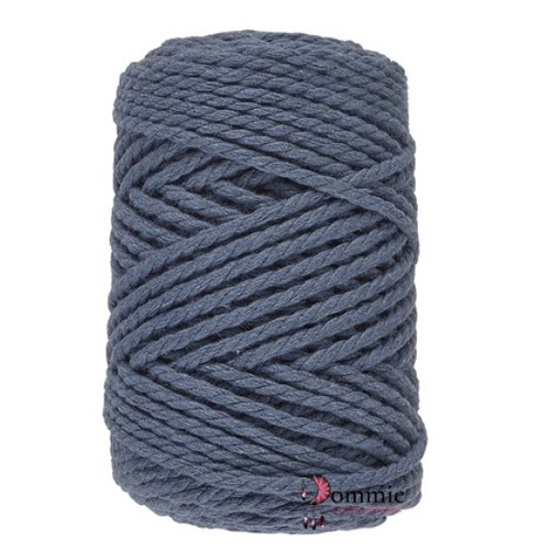 Macrame 8 (3mm)- coton, viscose et polyester – lammy yarns , 250 g - col  860 bleu jeans