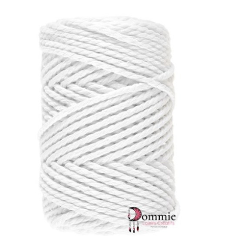 Macrame 8 (3mm)- coton, viscose et polyester – lammy yarns , 250 g - col  005 blanc