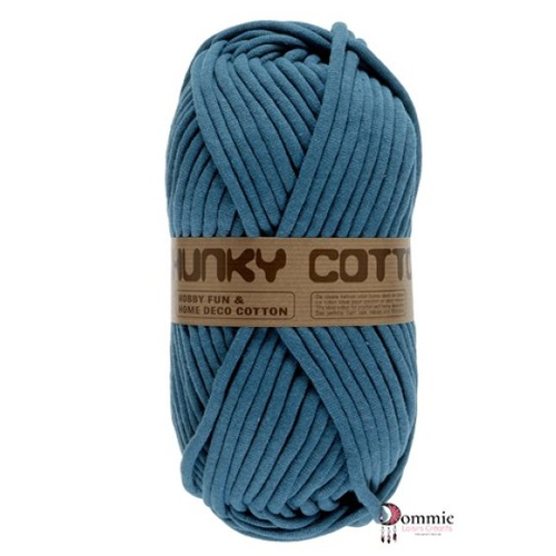 Chunky cotton yarn,  250g  bleu canard  - gros fil rembouré