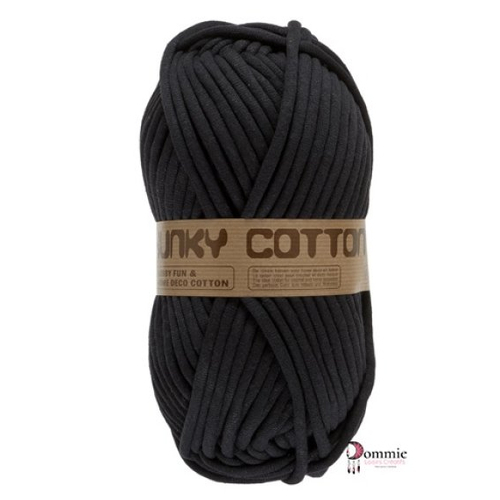 Chunky cotton yarn,  250g  noir, gros fil rembouré