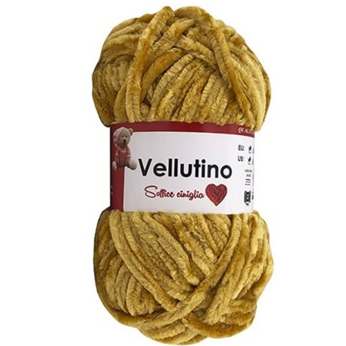 Pelote chenille velours 50 g, vellutino spécial amigurumis, col af7817 or