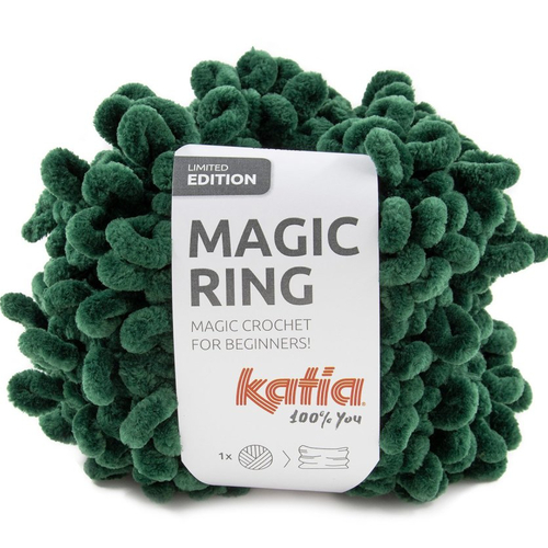 Magic ring , fil spécial écharpes, col 110 vert bouteille