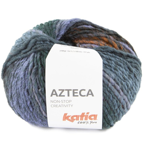 Laine katia azteca, coloris 7885 - bleu vert-kaki-orange