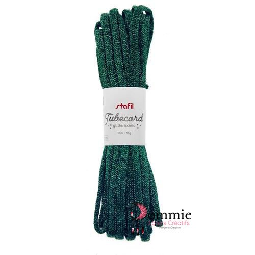 Cordon tubulaire vert émeraude glitterissimo de stafil - tube cord stafil