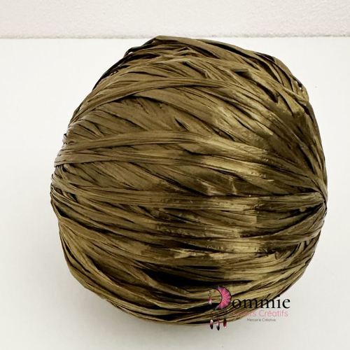 Fil de raphia de viscose 50g - vert kaki irisé , raphia de celullose végétale ,