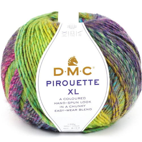 Laine dmc - pirouette  xl  coloris 1100 - vert, violet , rose