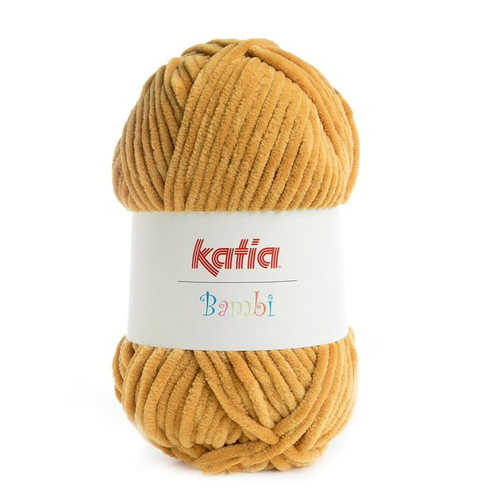 Fil chenille velours bambi by katia, coloris 320 moutarde