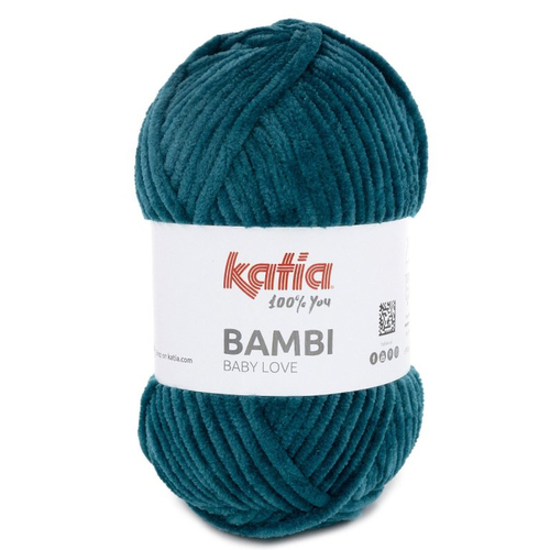 Fil chenille velours bambi by katia,  coloris 338 vert emeraude