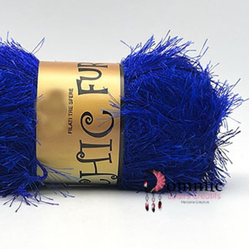 Fil peluche chic fur lux coloris bleu saphir