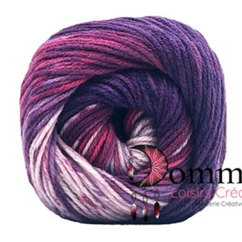 Pelote de laine, carezza batik 100 grs, col 900  mix prune, rose, vert, bleu