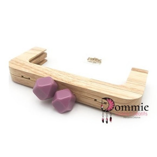 Fermoir clic clac en  bois wood prisma pour sac , col glycine