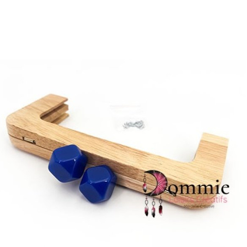 Fermoir clic clac bois wood prisma pour sac , col bleu saphir