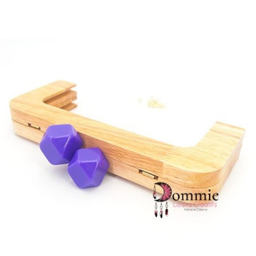 Fermoir clic clac en bois wood prisma pour sac , col violet