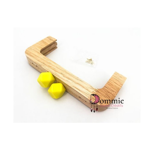 Fermoir clic clac bois wood prisma pour sac , col jaune
