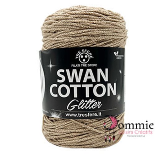 Magic sac,  beige corde or  col 07, swan cotton glitter  -  réalisation de sacs, pochettes, cabas