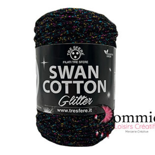 Magic sac,  noir glitter multicolore , swan cotton glitter  -  réalisation de sacs, pochettes, cabas