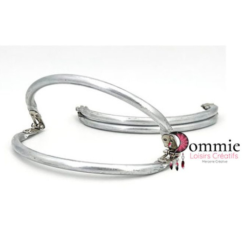 Fermoir clic clac à ressort demi lune en métal  argent  19  cm