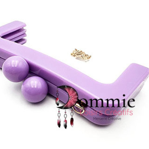 Fermoir clic clac candy résine pour sac , col violet lilas