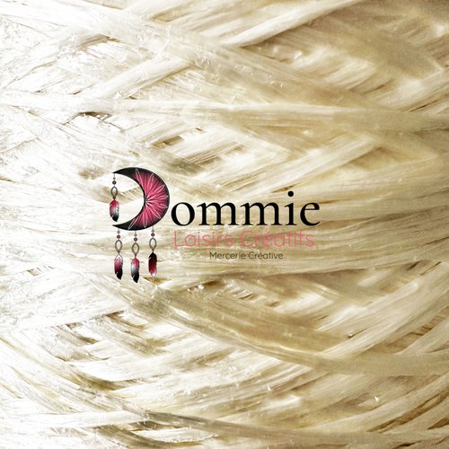 Fil de raphia de viscose 50g - ivoire nacré , raphia de celullose végétale ,
