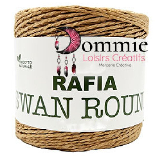 Raphia beige  sable col 01 , raphia de cellulose rond 150 g . rafia swan round
