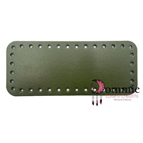 Fond de sac vert kaki, 20 x 8 cm en eco cuir